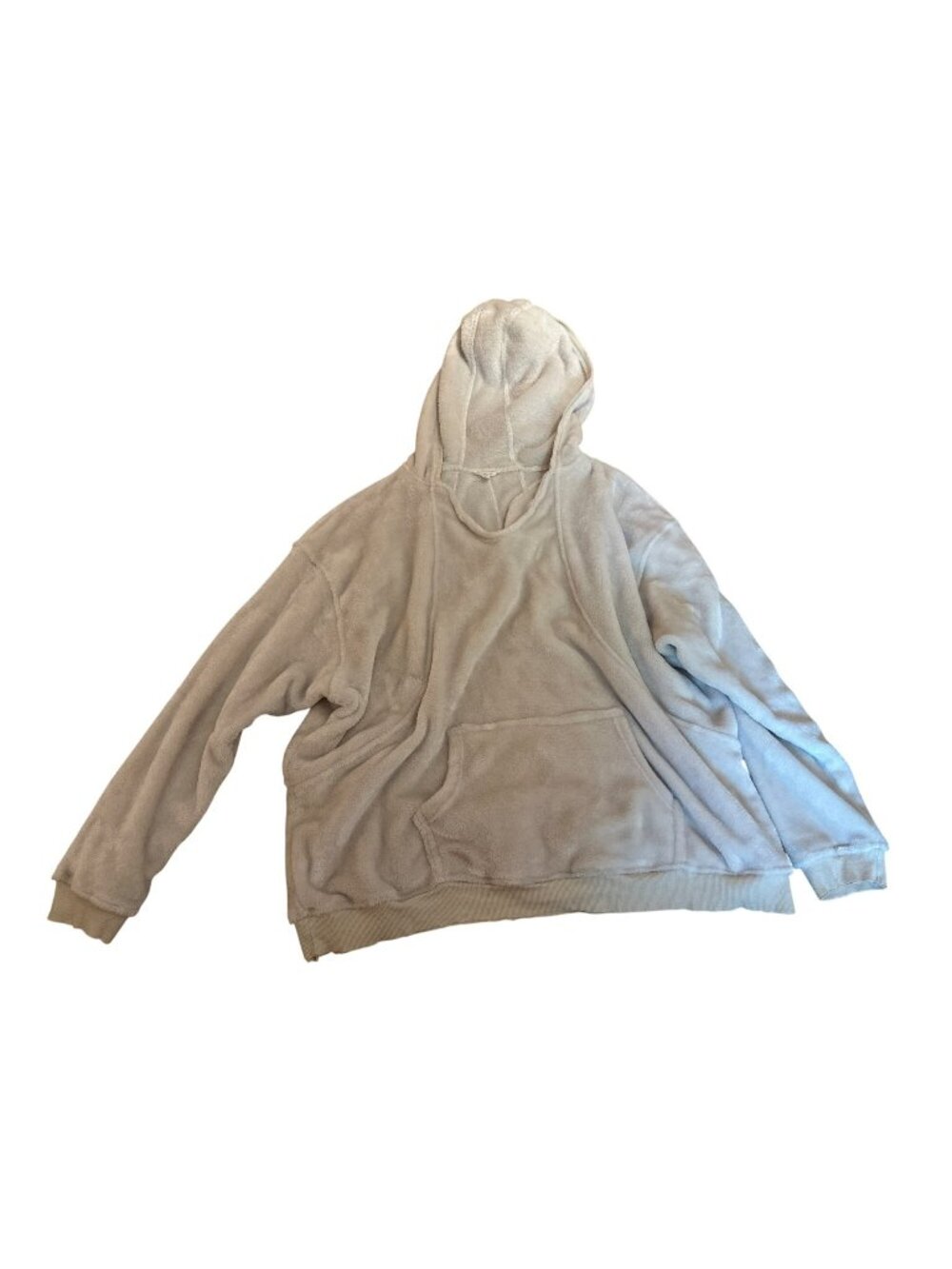 Easel LA Beige Plush Hoodie Large Soft Cozy Pullover Kangaroo Pocket Cozy Fall